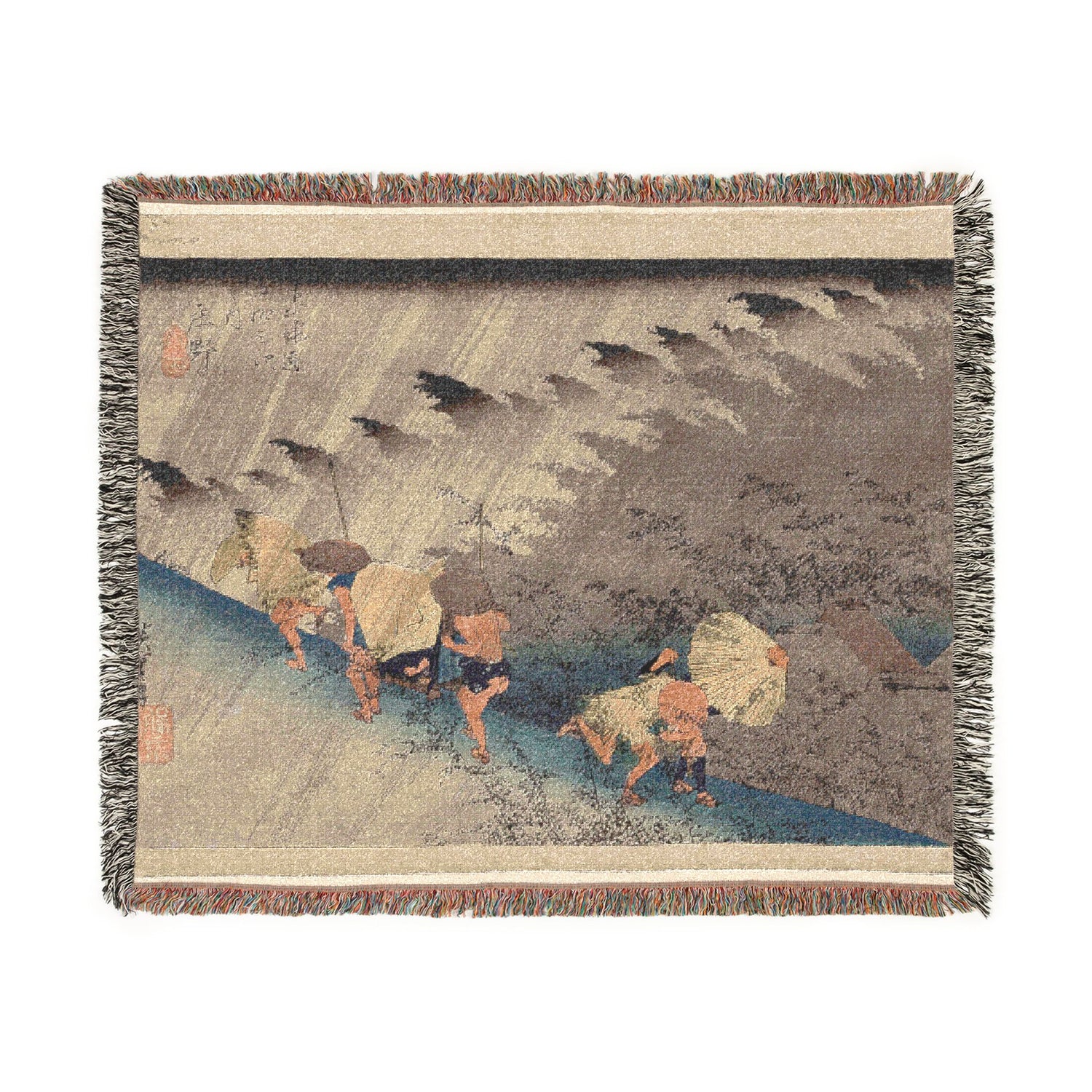 Driving Rain at Shono Tokaido - Utagawa Hiroshige Tapestry Blanket