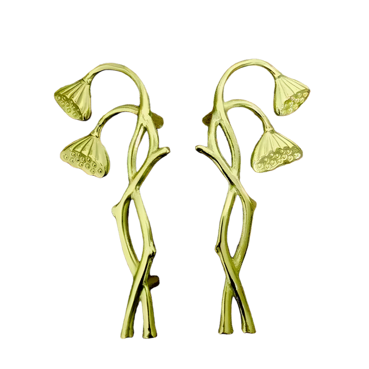 Brass Poppy Flower Door Handles Pair of handles