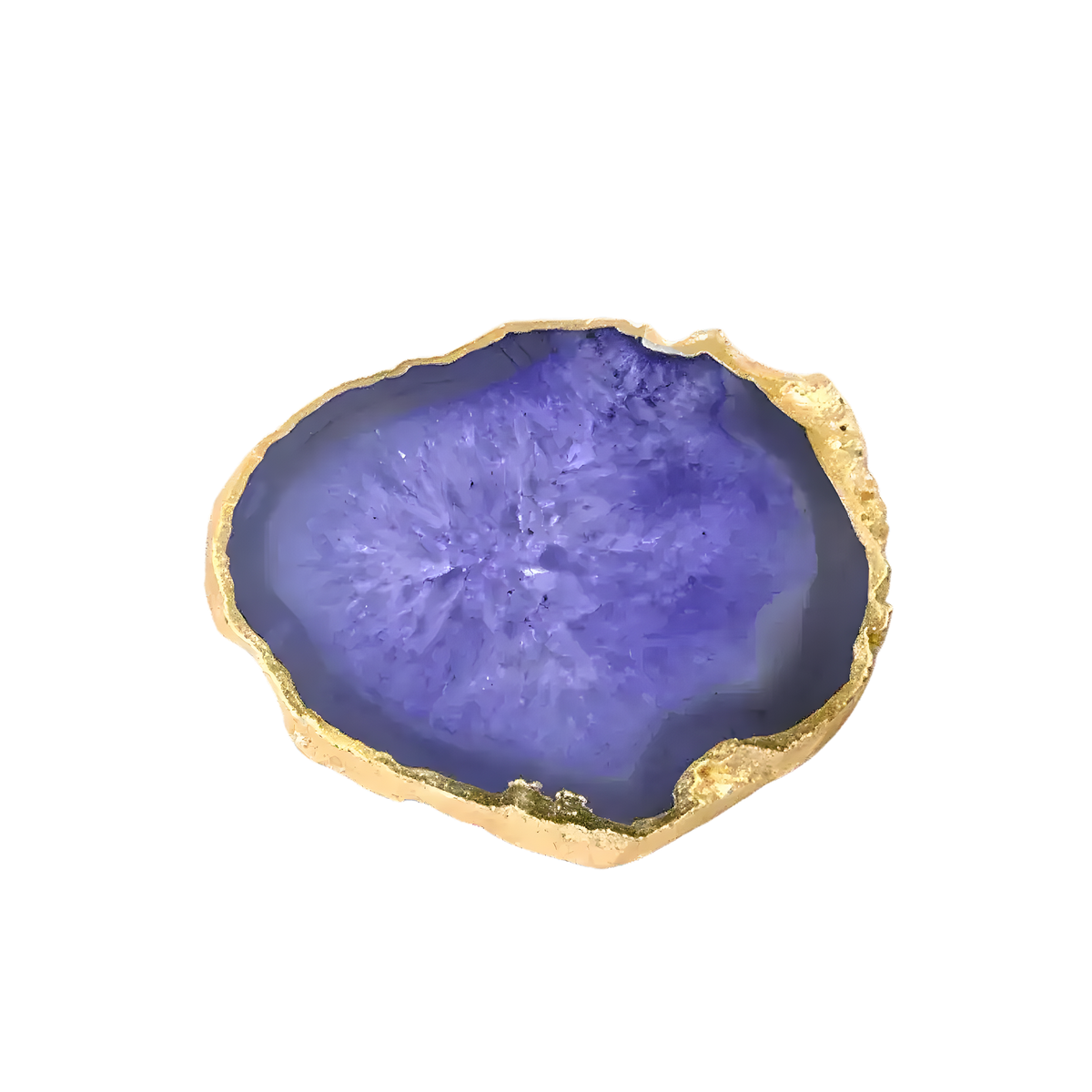 Gold Plated Agate Coaster Set Purple Gold Plated