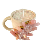 Pink Quartz Crystal Scented Soy Candles in Coffee Mug - Set of 2 Rose Rose Gold Finish