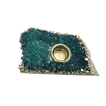 Green Agate Gemstone Taper Candle Holder Rose Gold