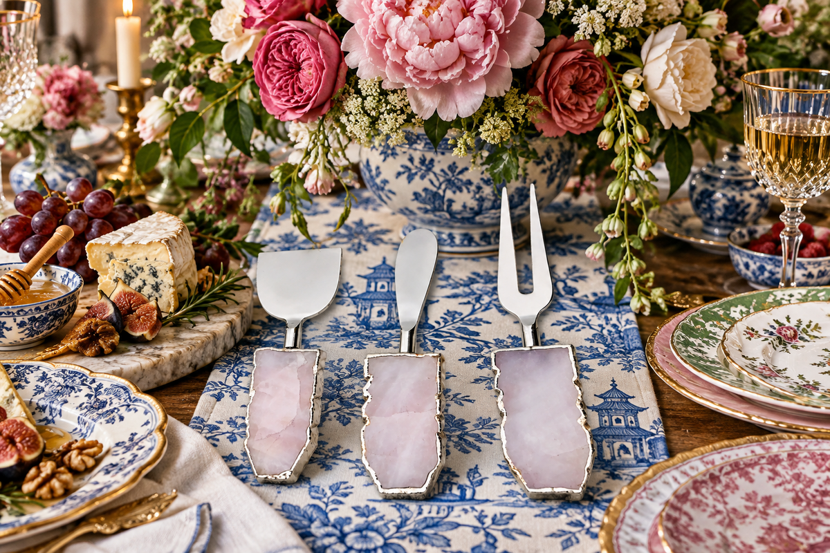 Set of 3 Rose Quartz Cheese Knives Spreaders