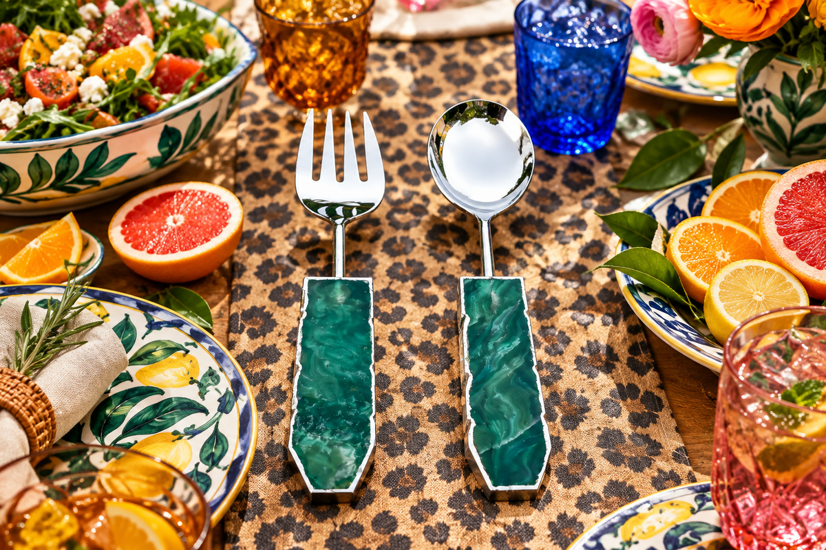 Green Agate Salad Server - Set of 2