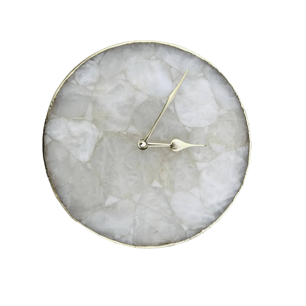 Large Clear Crystal Agate Round Wall Clock Rose Gold