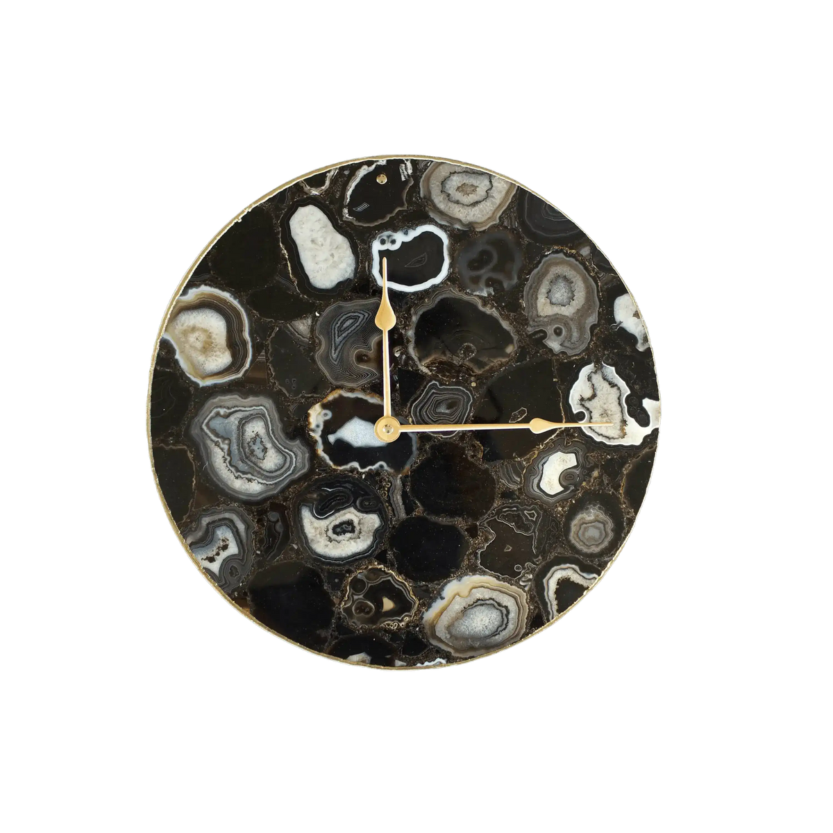 Black Agate Wall Clock | Circular 16 inches Rose Gold