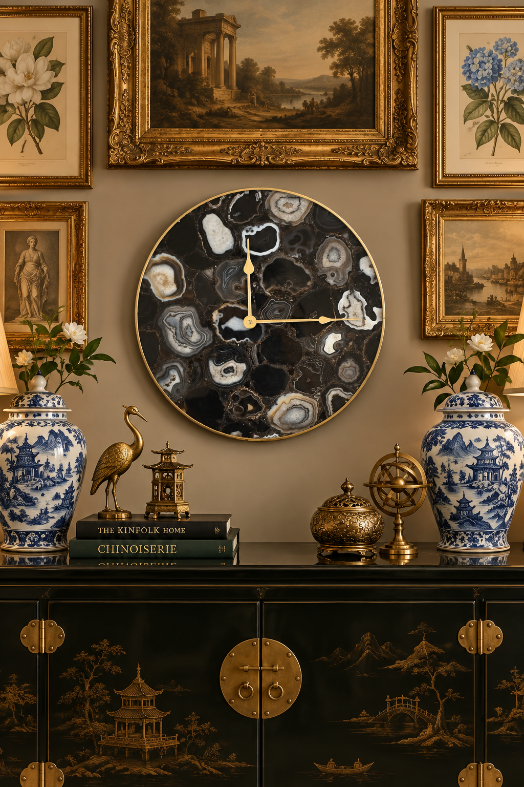 Black Agate Wall Clock | Circular