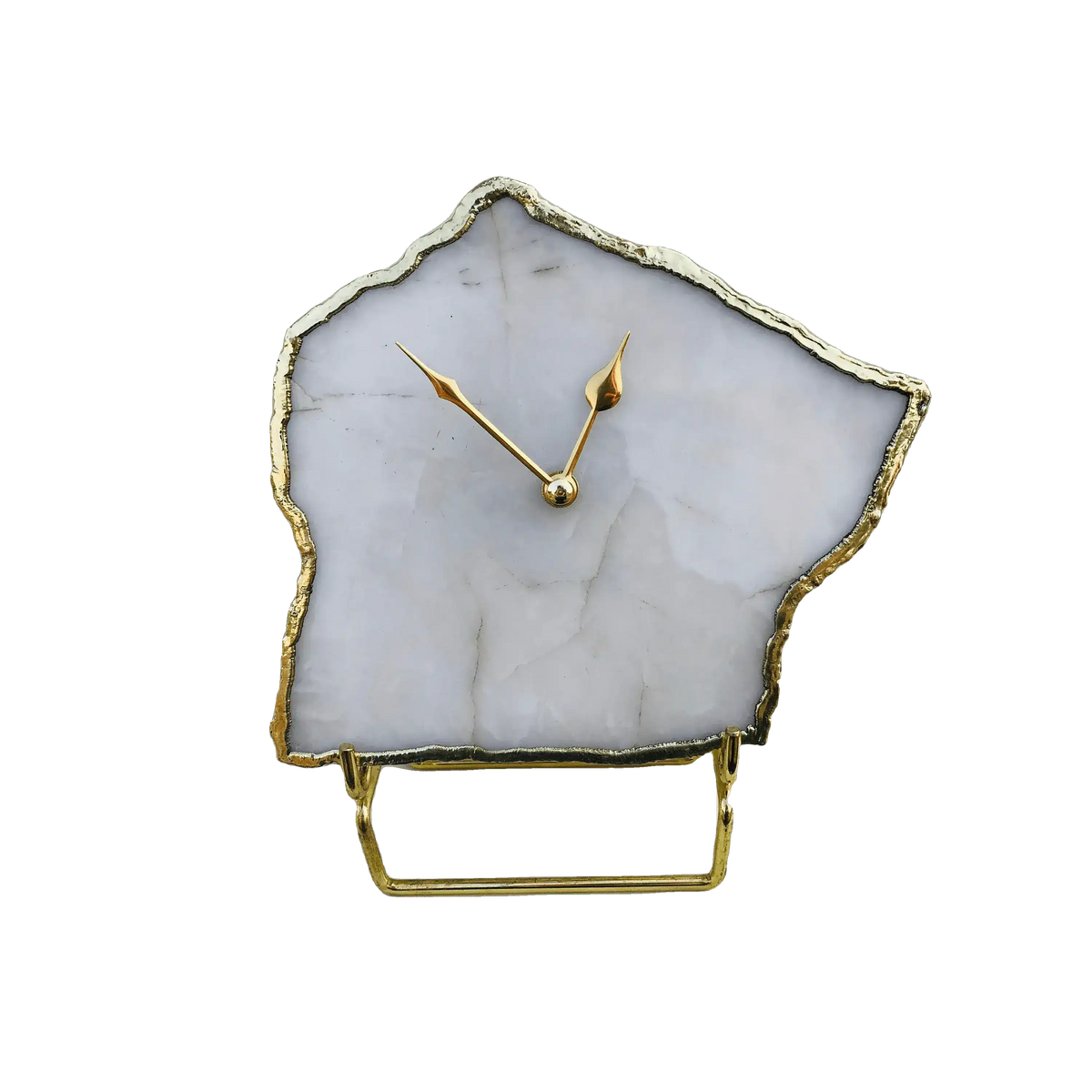 White Agate Large Wall Table Clock Rose Gold