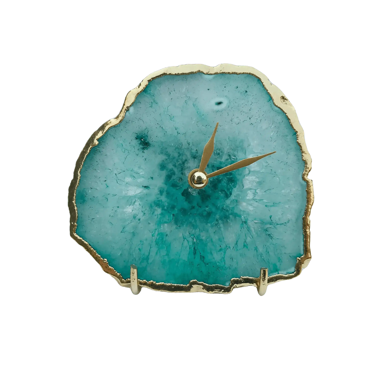 Aqua Agate Desk Wall Clock Rose Gold