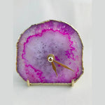 Pink Agate Desk Wall Clock Rose Gold