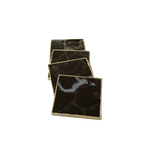 Black Agate Coasters - Set of 4 Rose Gold Finish