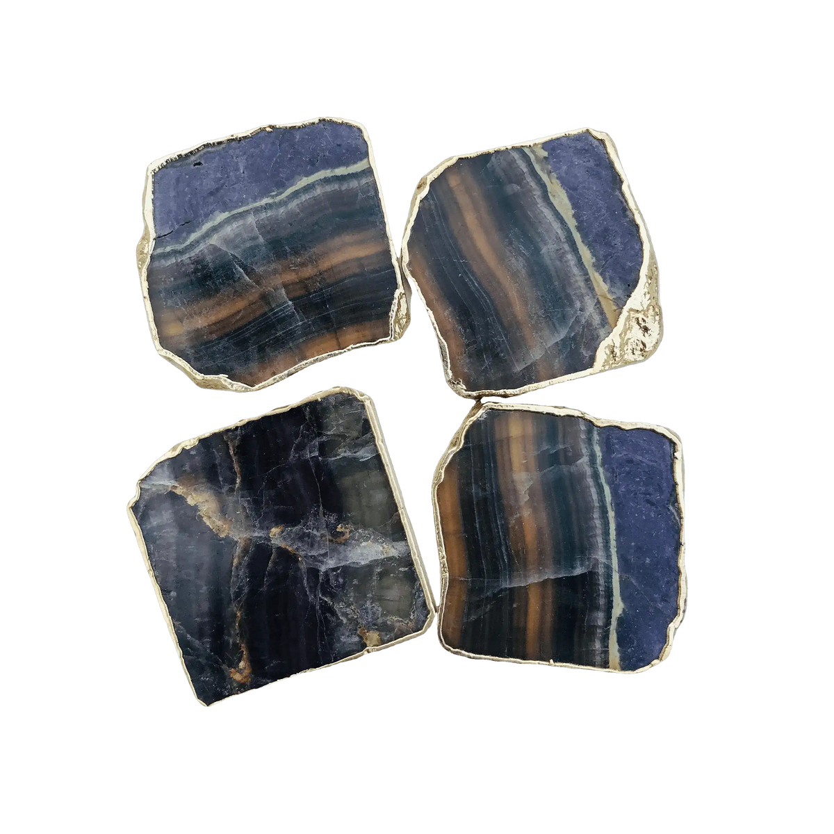 Dark Fluorite Agate Coasters - Set of 4 w customisation