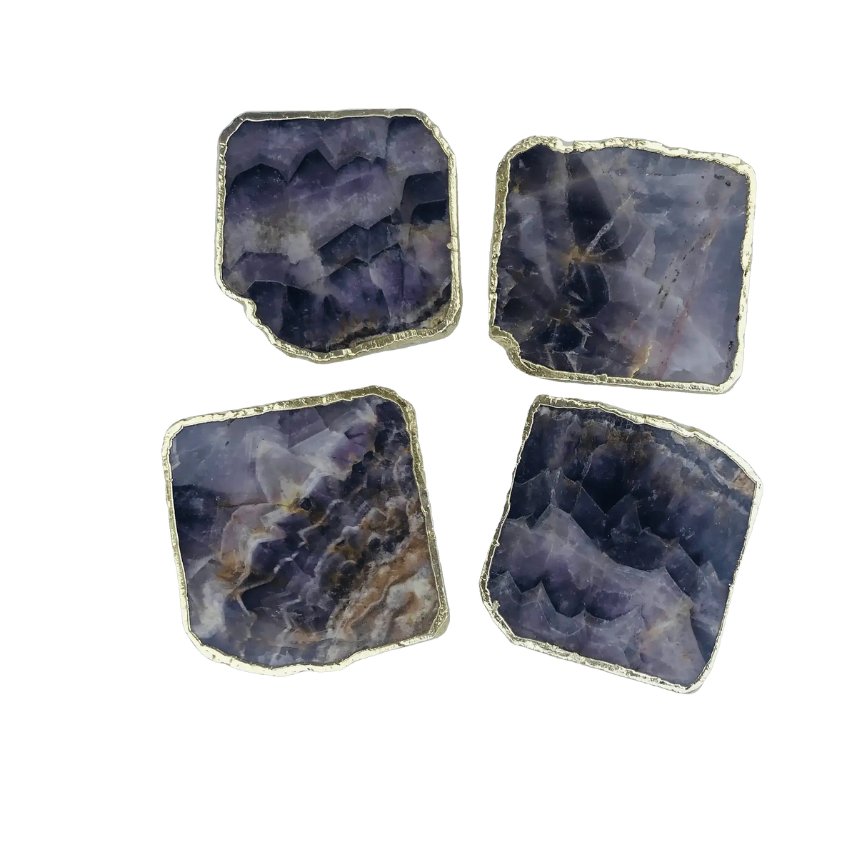 Amethyst Stone Coasters - Set of 4 OS