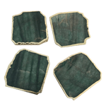 Sage Green Agate Aventurine Coasters Set of 4 Rose Gold