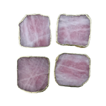Rose Quartz Agate Coaster - Set of 4 Rose Gold