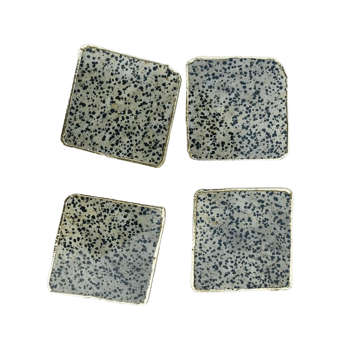 Dalmatian Jasper Agate Stone Coaster - Set of 4 Rose Gold