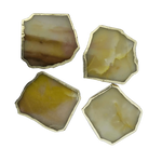 Mustard Agate Aventurine Coaster Set of 4 Rose Gold