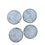 White Agate Hand Rounded Coasters - Set of 4 Rose Gold