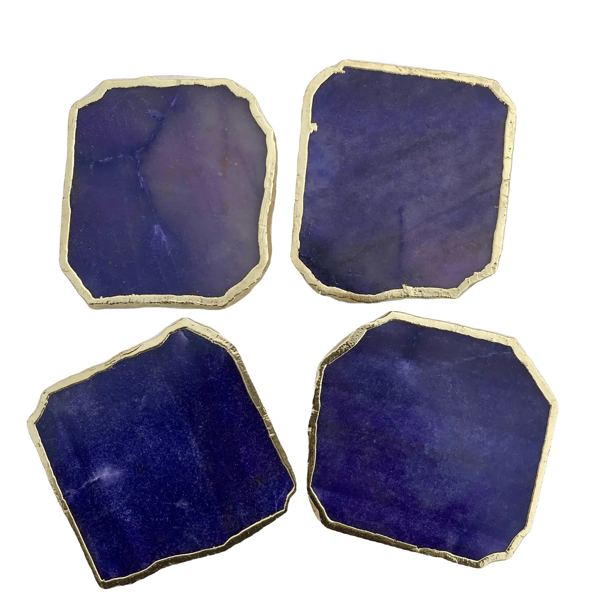 Indigo Agate Aventurine Coaster Set of 4 Rose Gold