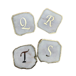 Lettered White Agate Coasters - Set of 4 Rose Gold