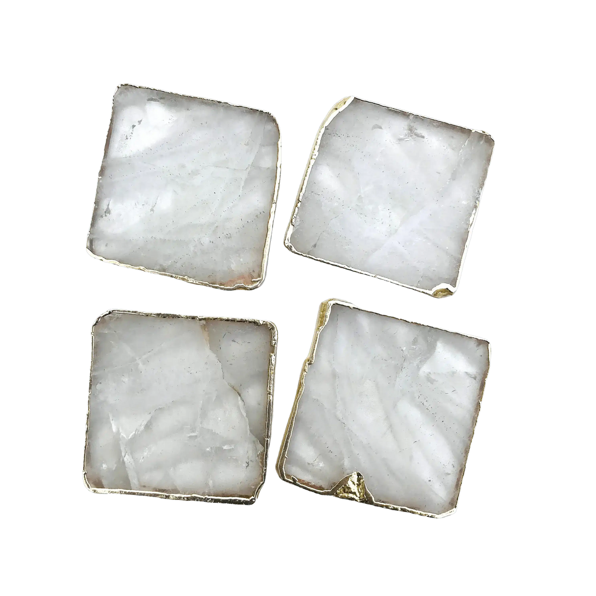 Clear Quartz Coaster Set of 4 Rose Gold
