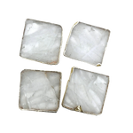Clear Quartz Coaster Set of 4 Rose Gold