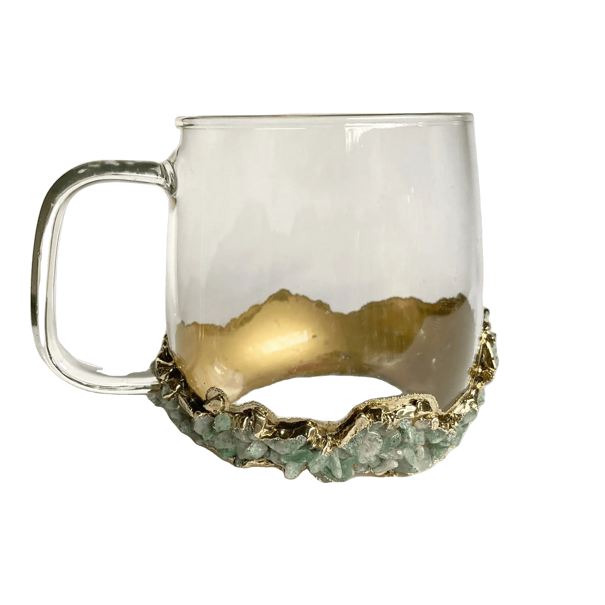 Light Green Quartz Wine Glass - Set of 2 Rose Gold Finish