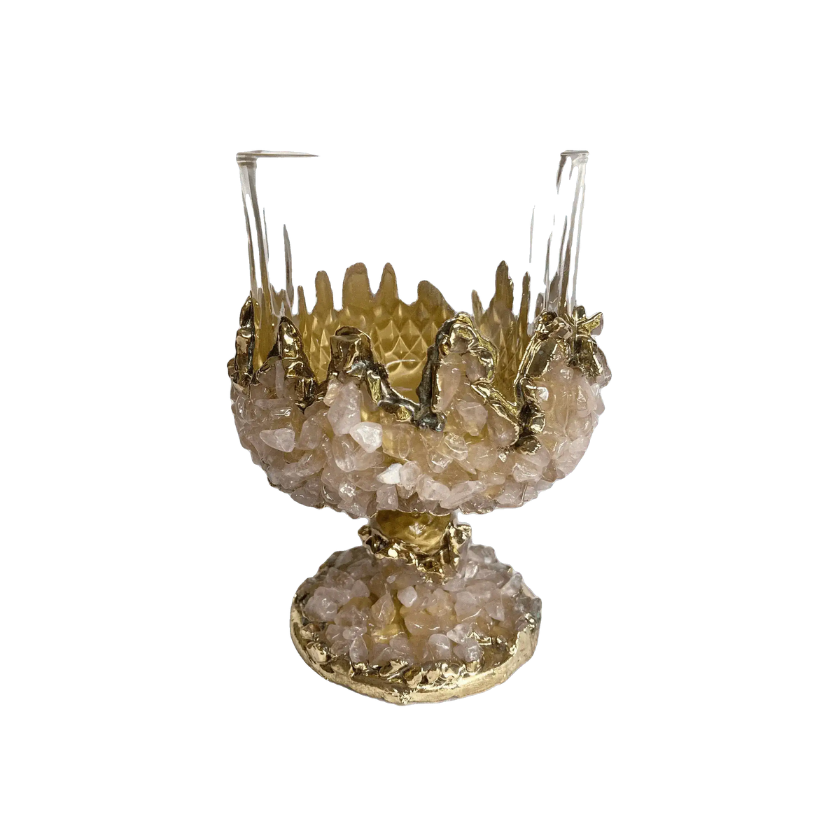 Rose Quartz Mini Wine Glass - Set of 2 Rose Gold Finish