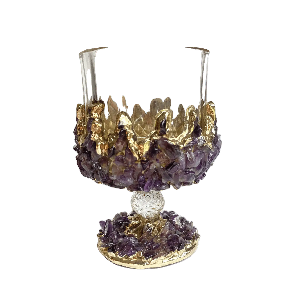 Purple Rose Quartz Mini Wine Glass - Set of 2 Rose Gold Finish
