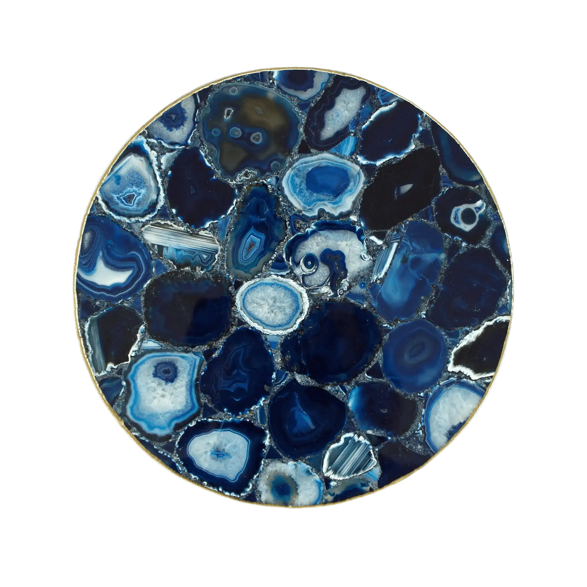Blue Agate Countertop Lazy Susan Centerpiece 14 inches Rose Gold