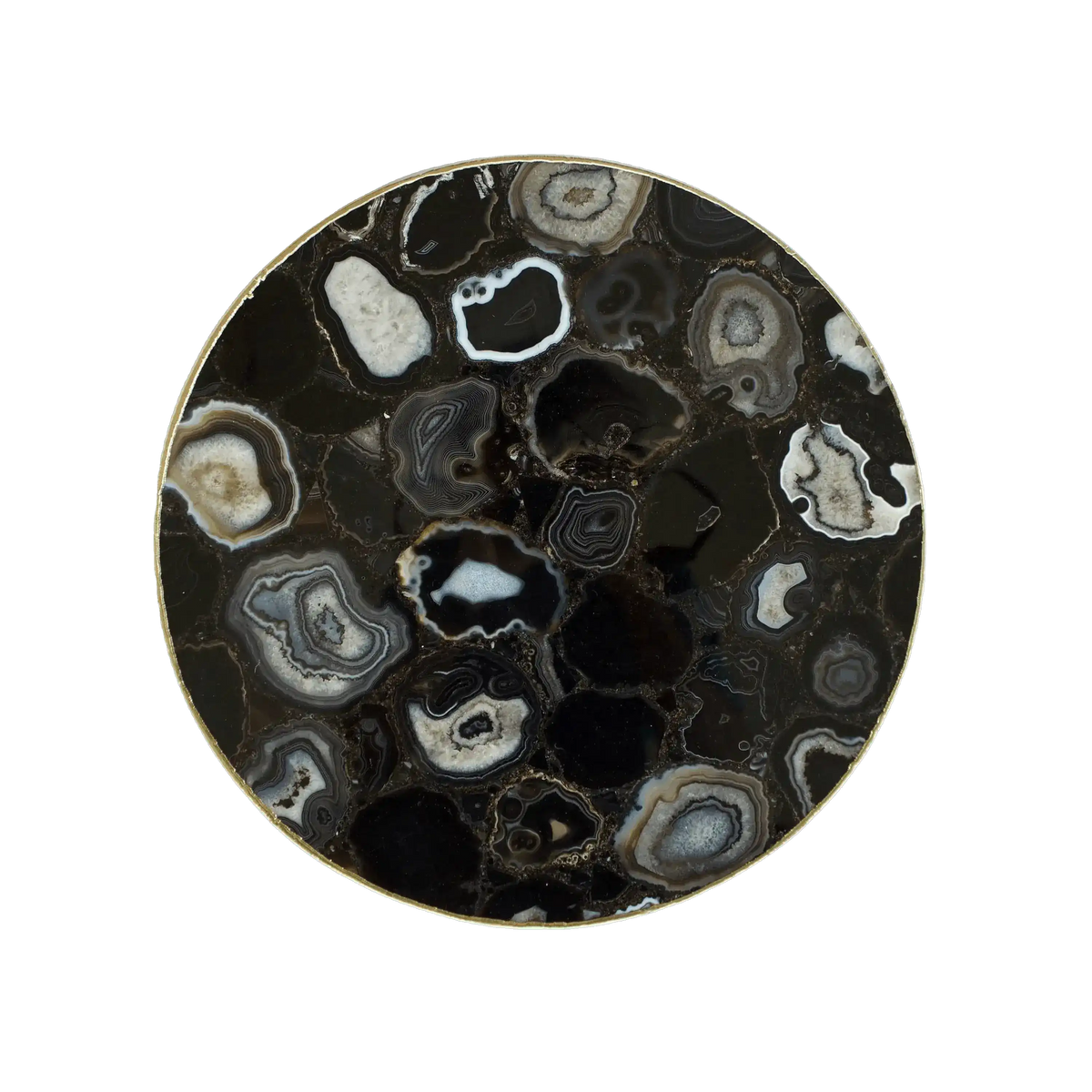 Black Agate Countertop Lazy Susan Centerpiece 14 inches Rose Gold