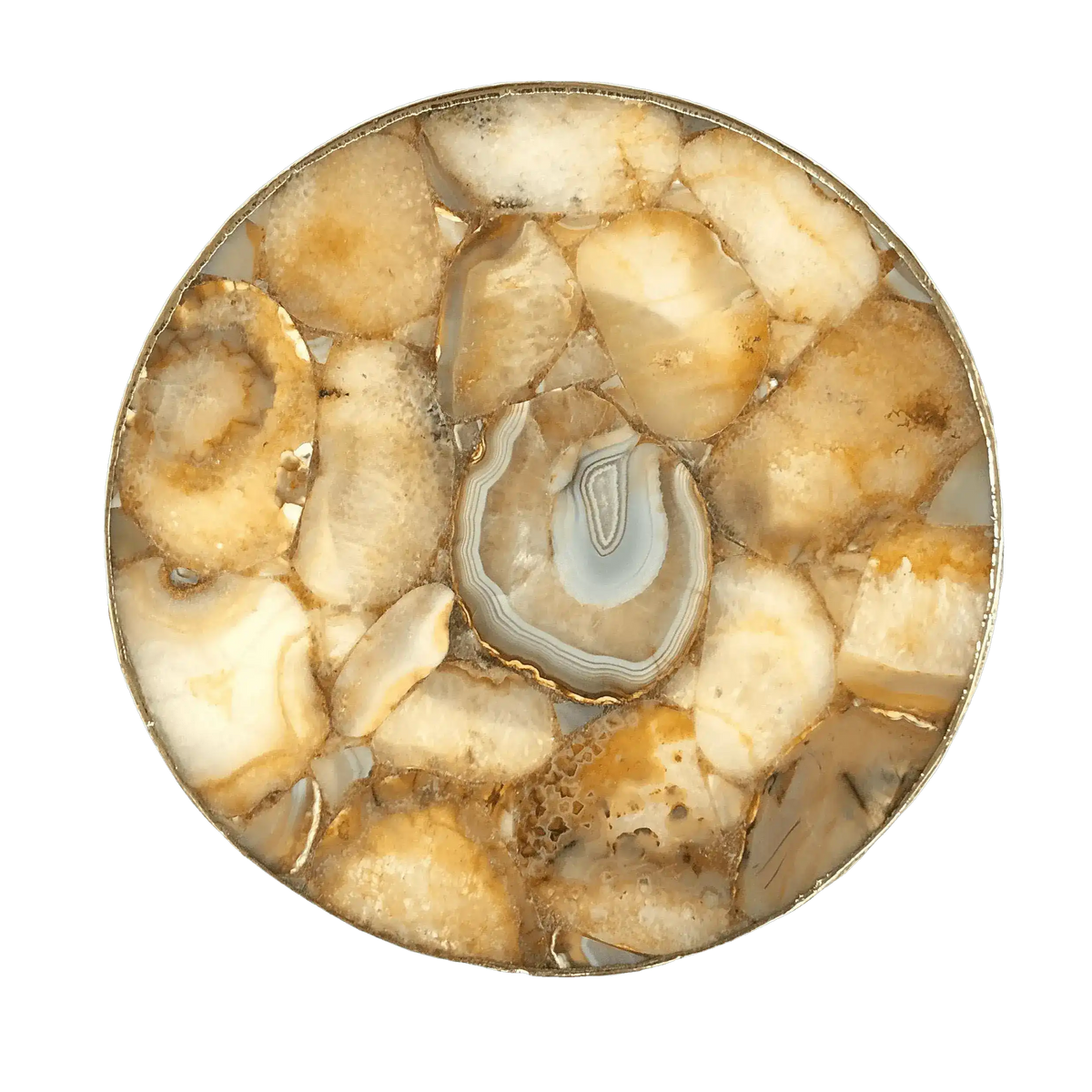 Golden Brown Agate Countertop Lazy Susan Centerpiece 14 inches Rose Gold