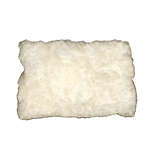 Rectangular white agate cheese platter with luminous milky-white crystalline surface and rough wavy organic edges with subtle gold trim