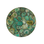Green Agate Round Serving Tray With Brass Handles 16 inches Rose Gold