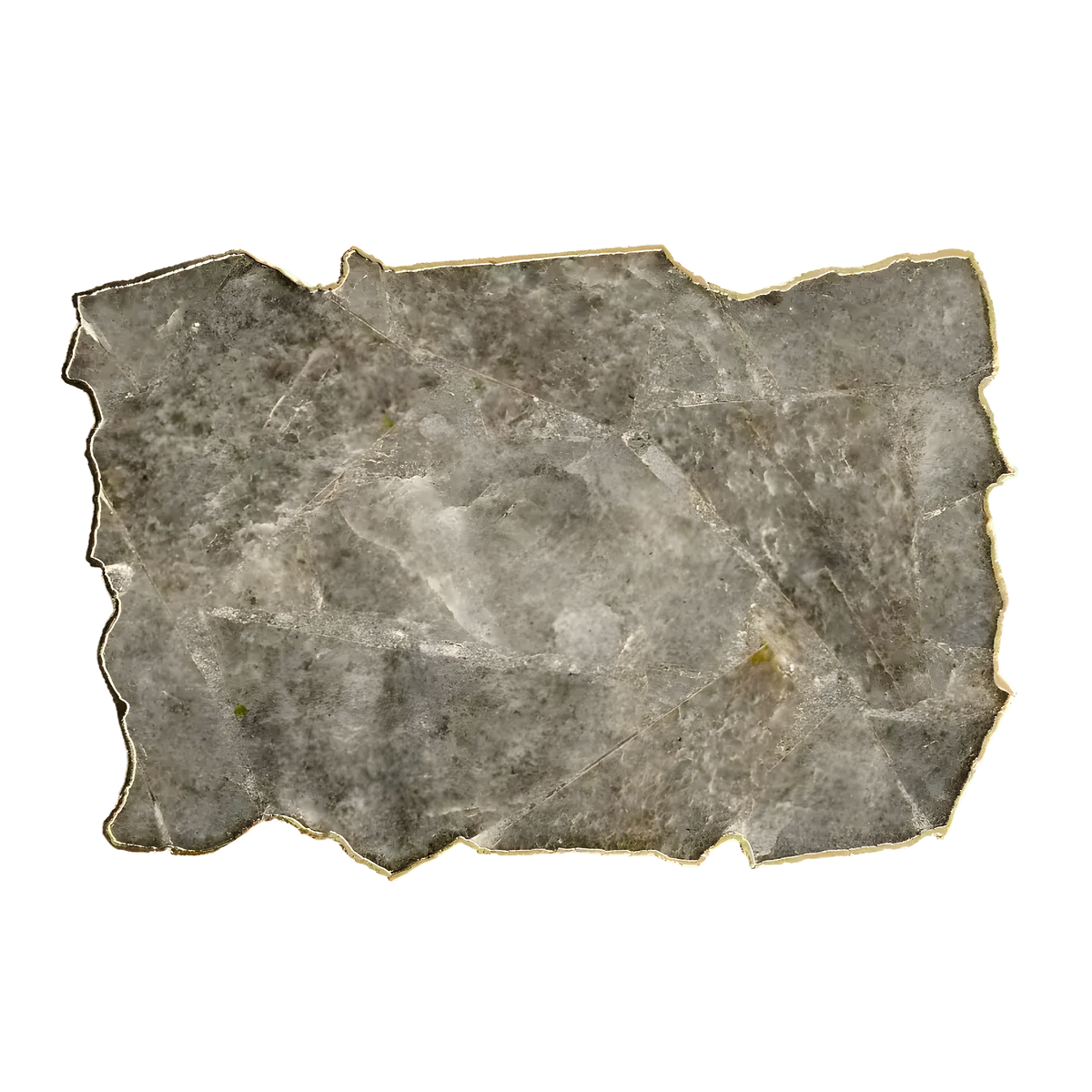 Large oval smoky grey agate cheese platter tray with mosaic of grey translucent agate slices in silver, charcoal and pale smoke tones