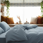 100% Cotton Duvet Cover Set - Sky Blue styled in a room setting