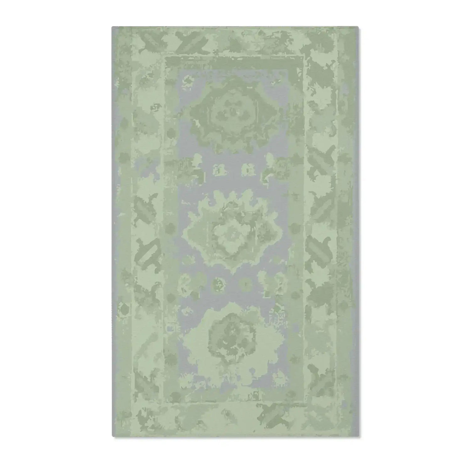 Sage Green and Grey Vintage-Inspired Accent Rug