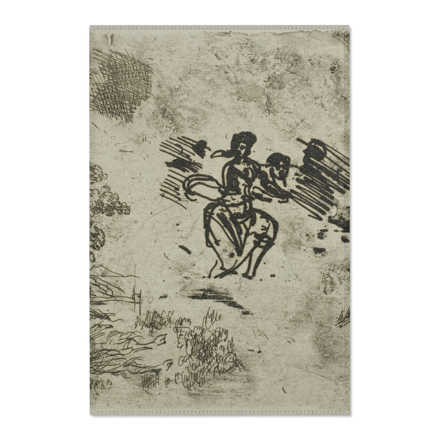 Seated Woman and Other Sketches - Claude Lorrain Area Rug