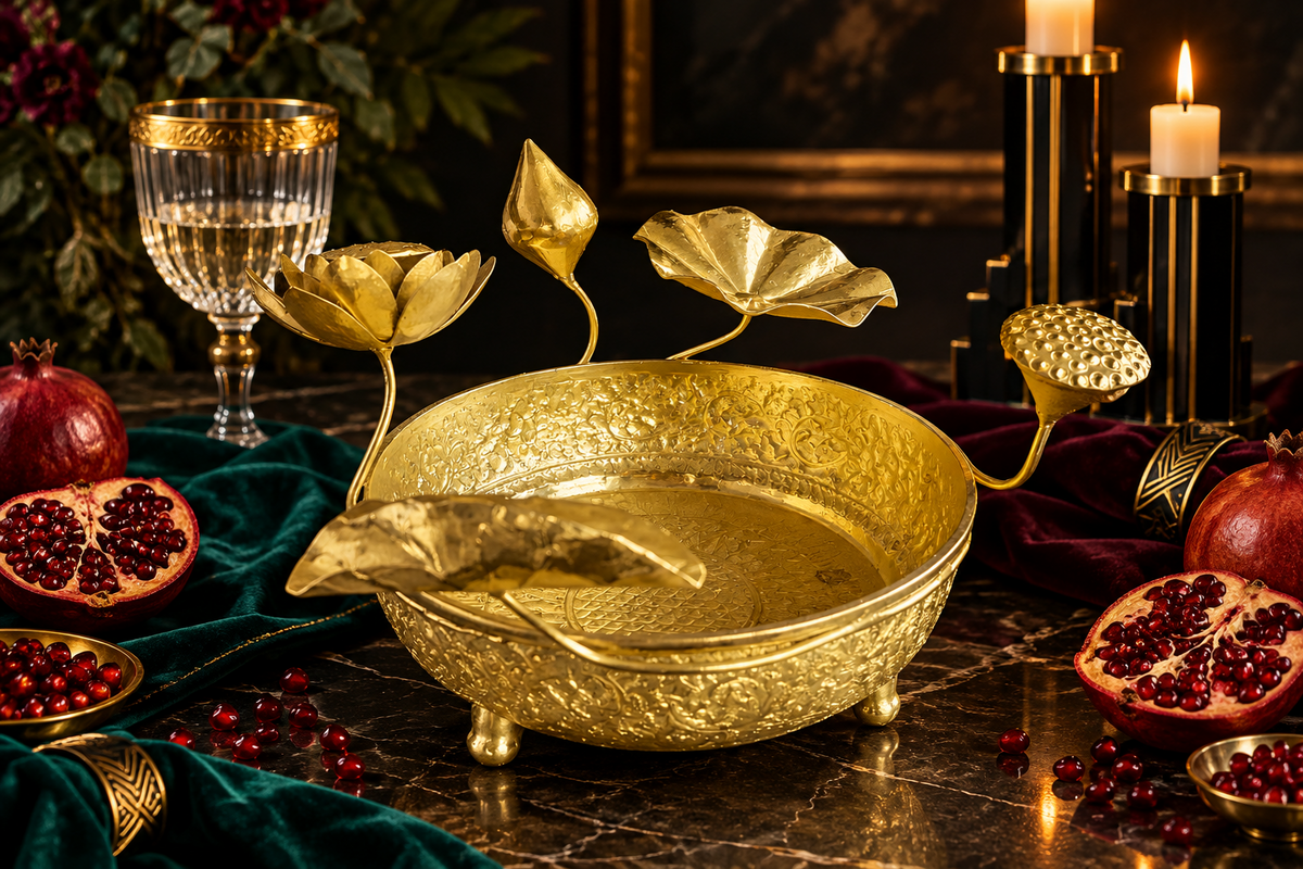 Solid Brass 3D Lotus Legged Bowl