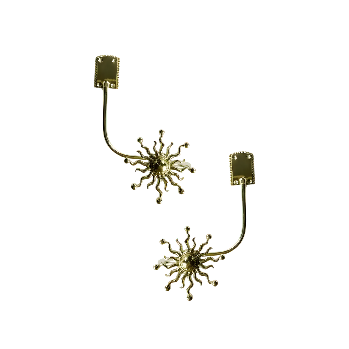 Brass Sun Burst Curtain Hook Pair