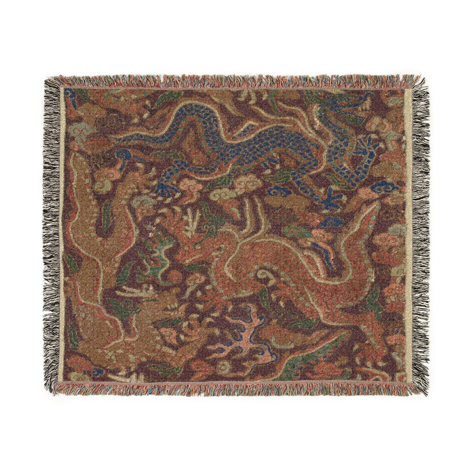 Dragons Chasing Flaming Pearls Woven Throw Blanket