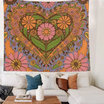 80S Retro Flower Wall Hanging Tapestry Wall Decor