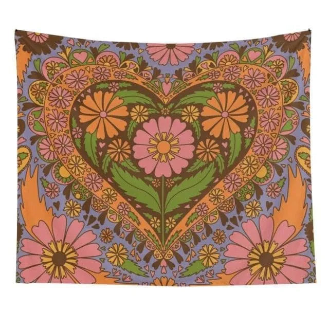 80S Retro Flower Wall Hanging Tapestry Wall Decor Default Title