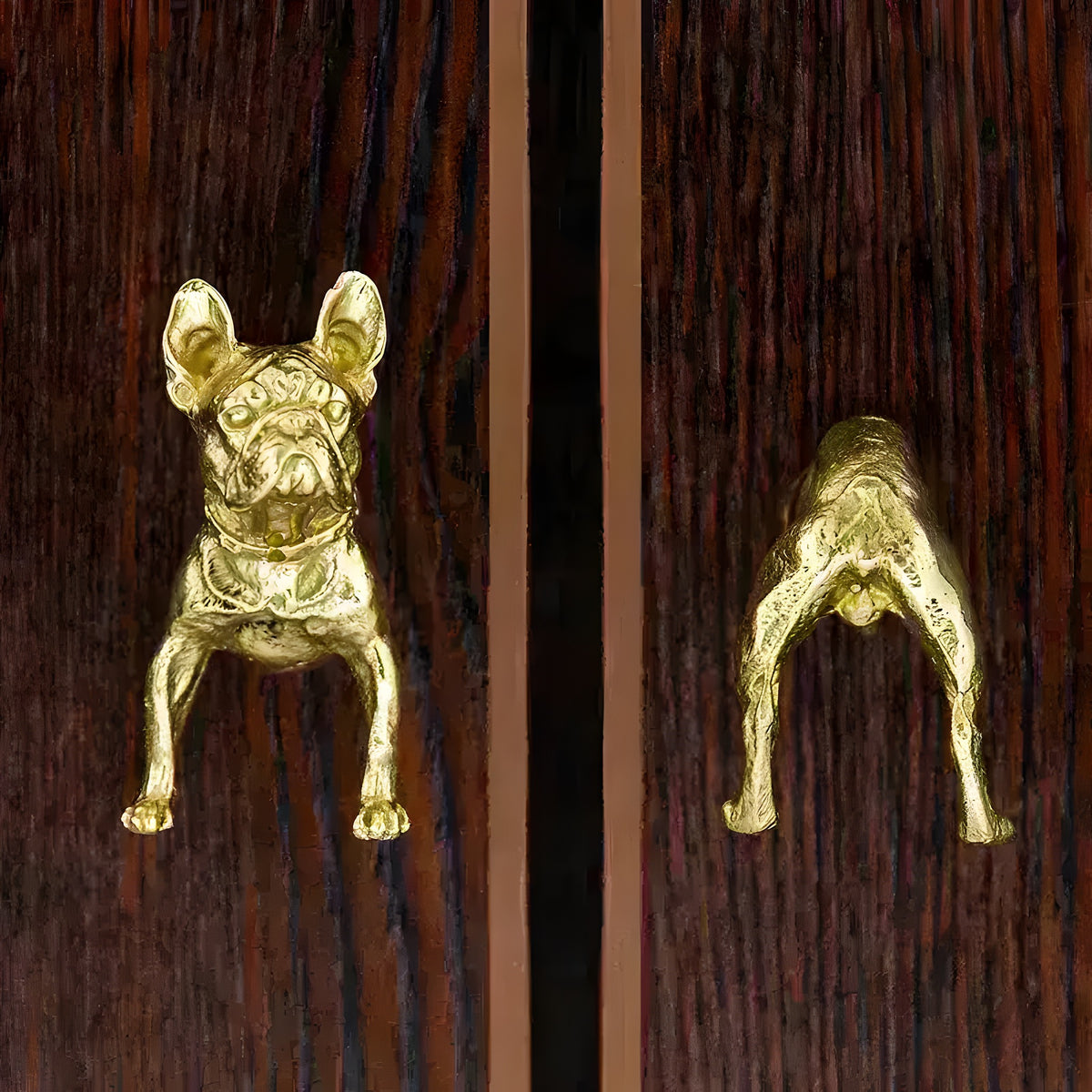 The "Brass Animal Bulldog Inspired Cabinet Door Knobs" feature a unique bulldog design, adding a playful, vintage touch to your furniture with durable, high-quality brass craftsmanship.