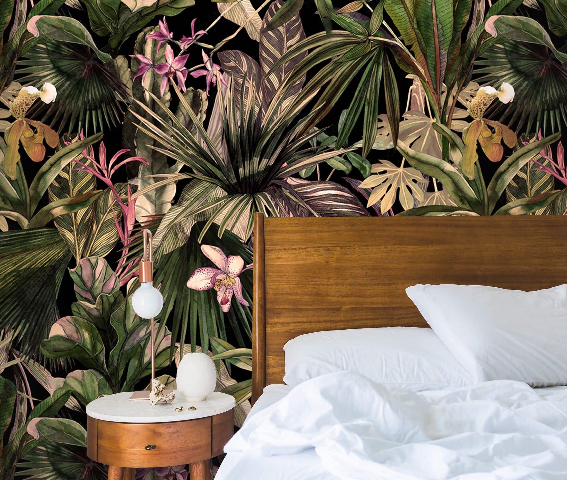 Step into a world of enchantment with the "Jungle Symphony" wallpaper. Vibrant colors and intricate jungle motifs dance across the walls, creating a symphony of nature's beauty. Transform your space into a captivating oasis with this whimsical and vibrant wallpaper design