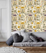 Golden Blooms Symphony: Vintage Yellow Floral Wallpaper