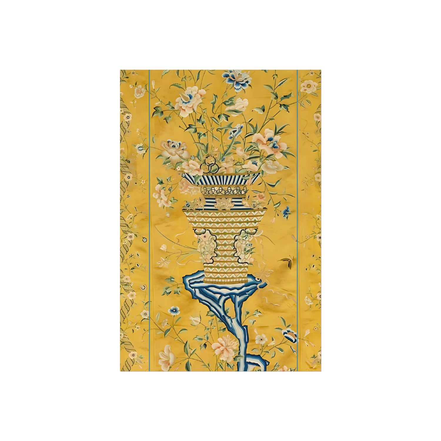 Chinoiserie Floral Vase Fine Art Poster - Yellow