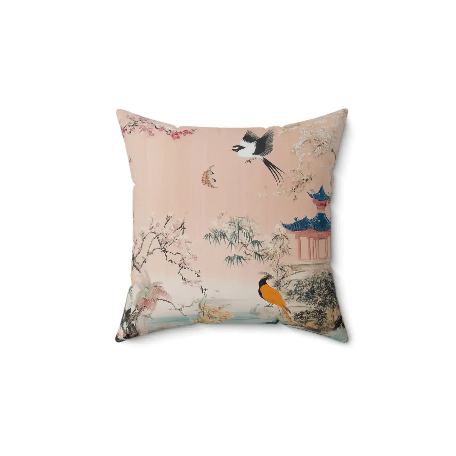 Peach Blossom Pagoda Throw Pillow
