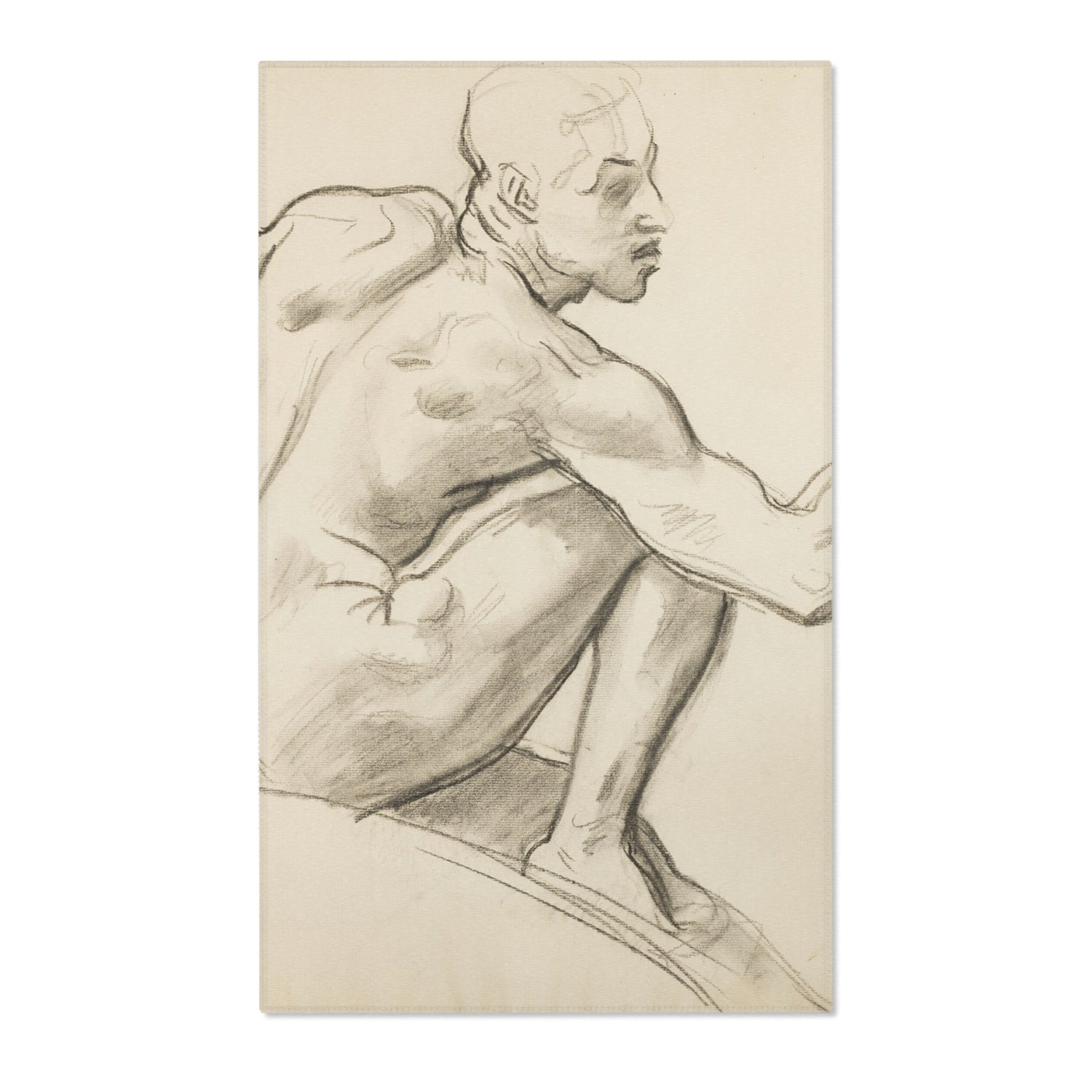 Seated Male Nude - John Singer Sargent Area Rug