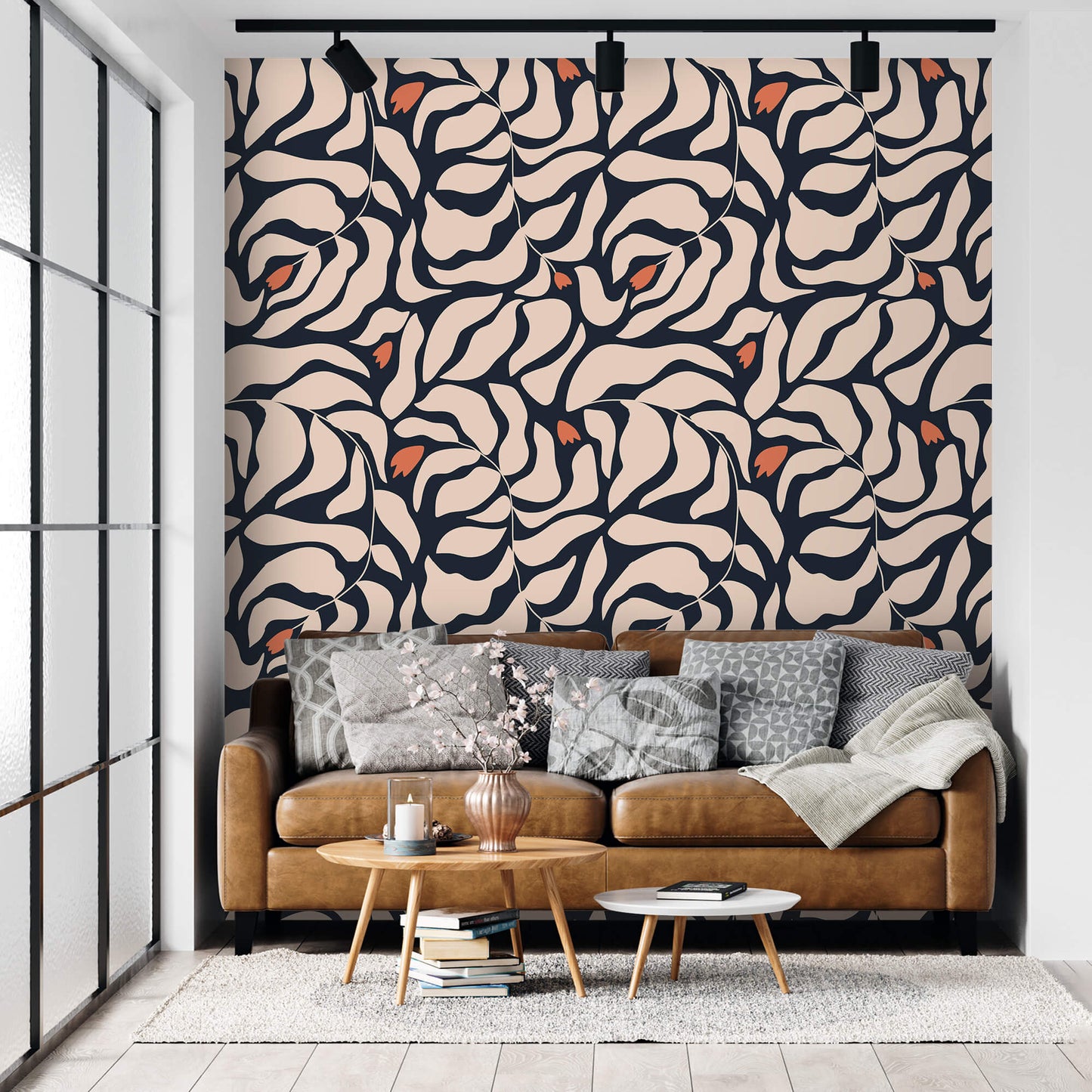 Botanical Extravaganza: Oversized Leaves and Flowers Wallpaper