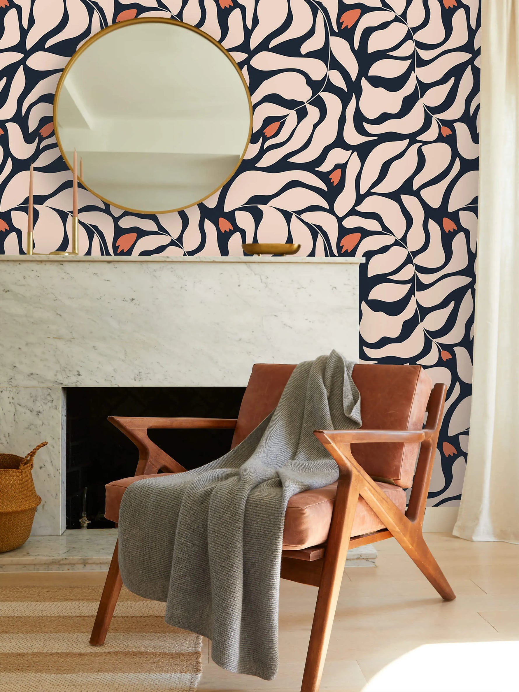 Botanical Extravaganza: Oversized Leaves and Flowers Wallpaper